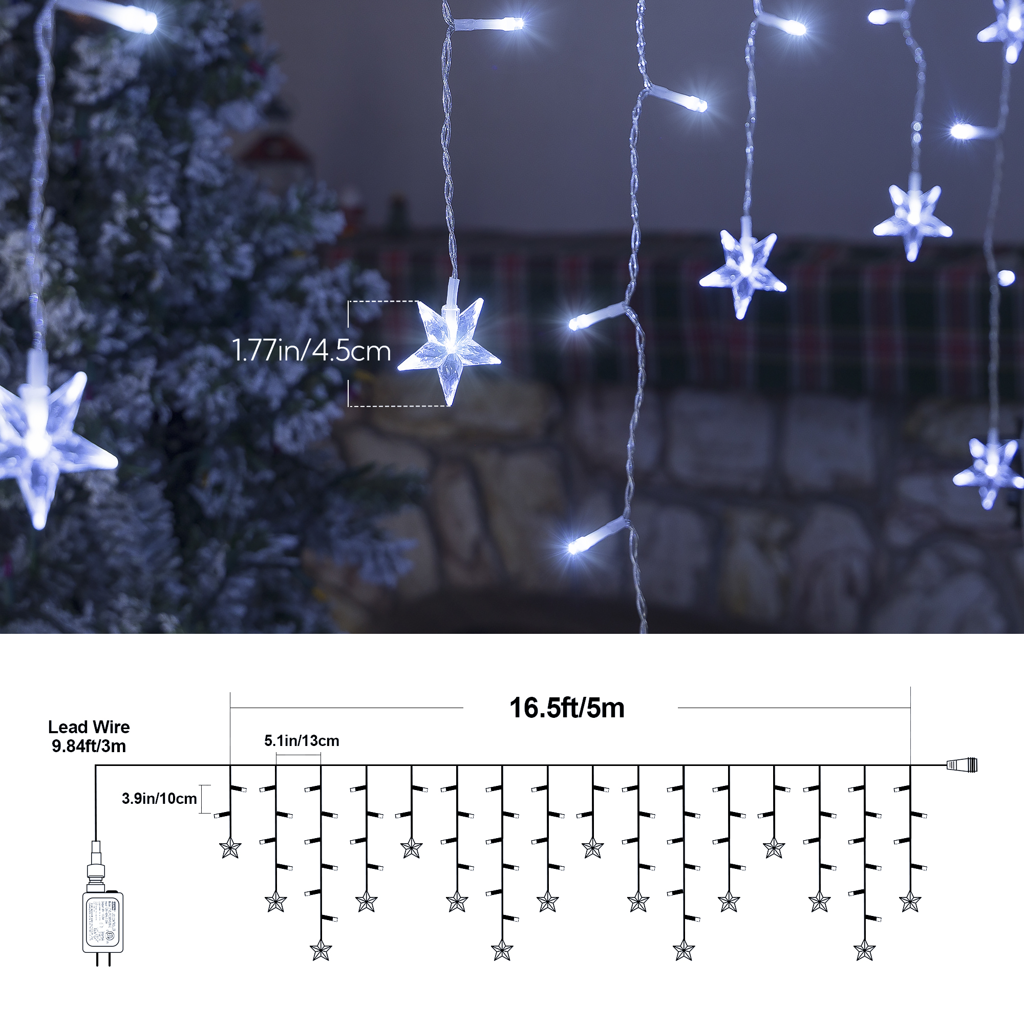 Рождественская мерцающая звезда Iciclelights