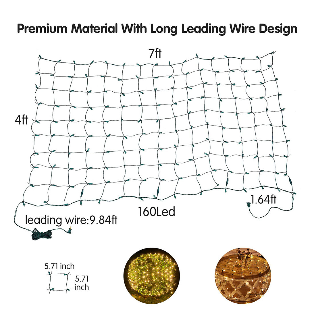 Наружные светодиодные рождественские сетчатые светильники, изображение на дисплее размера
