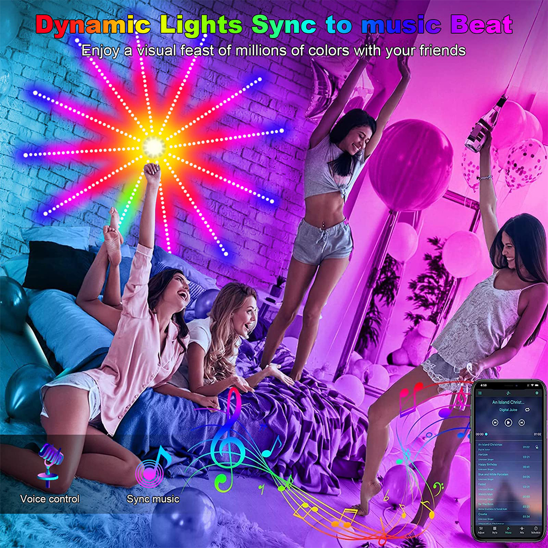 RGB Smart LED Firework Strip Lights Изображение сцены