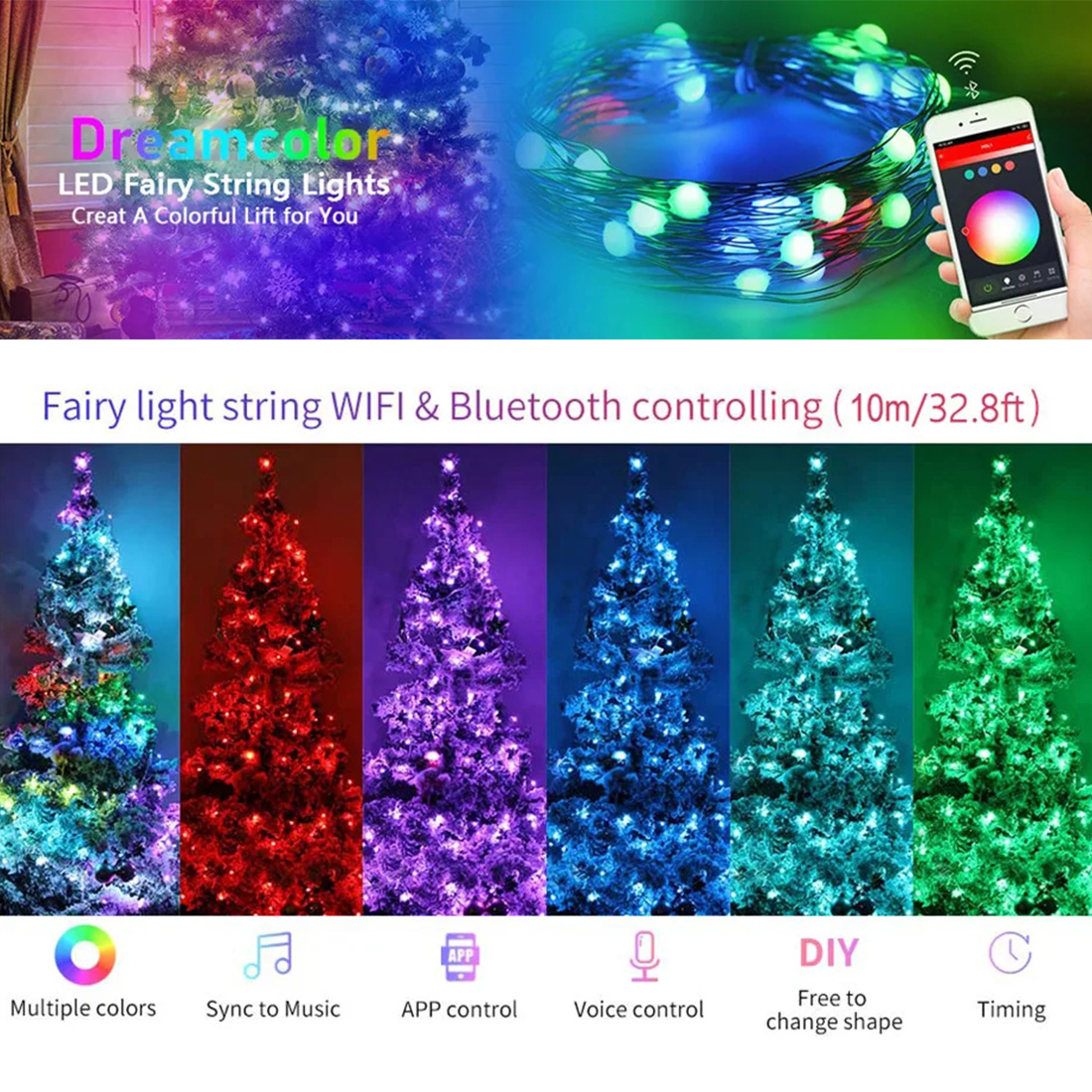 Цвет гирлянды Smart Life Fairy Описать изображение